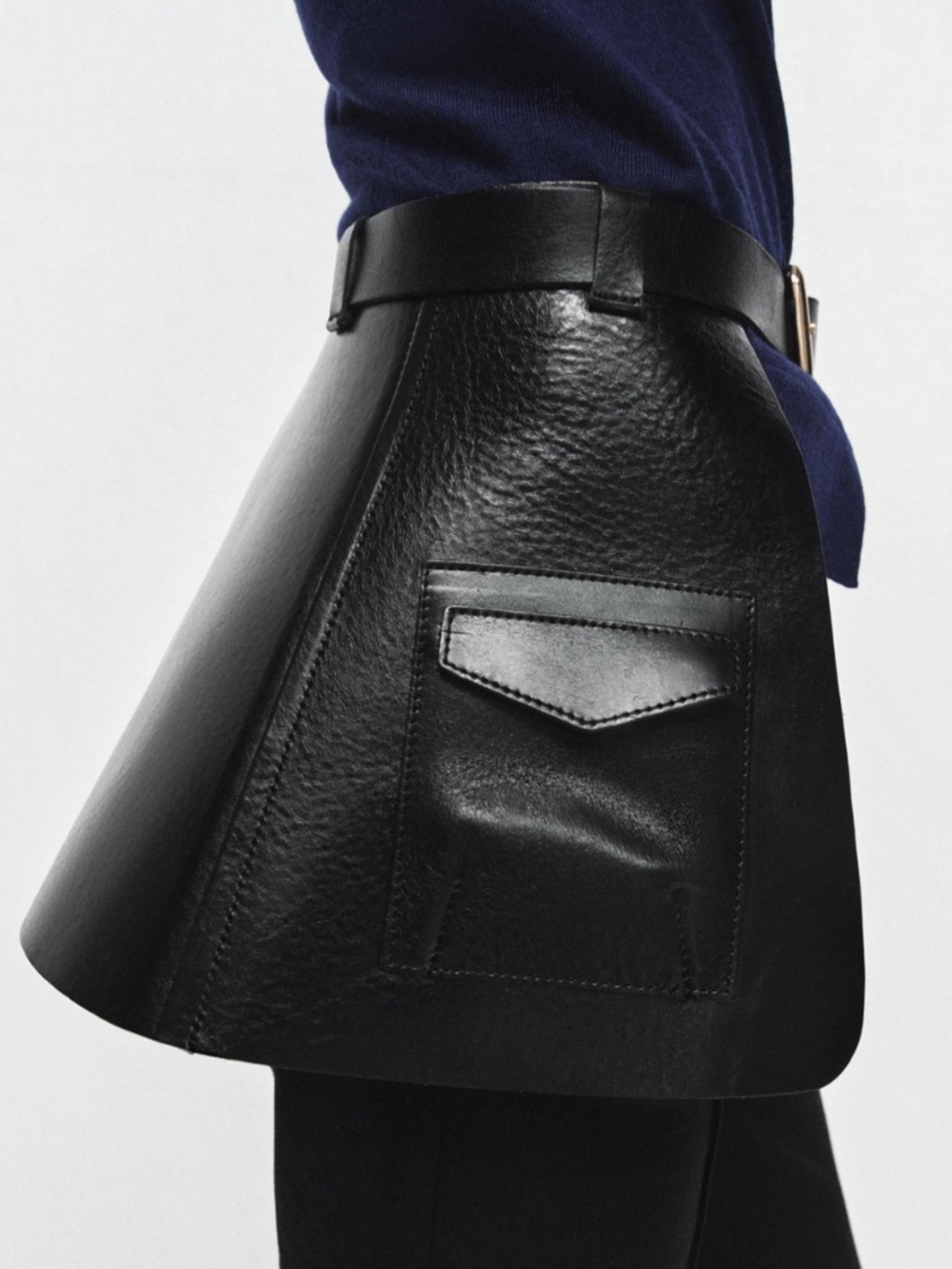 Zara 100% LEATHER SKIRT BELT WITH POCKETS - Picture 6 of 6
